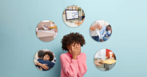 Woman hiding from difficult choices