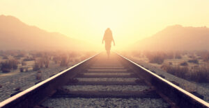 walking on train tracks