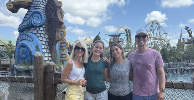 Peter Georgariou with his family on a graduation trip at Universal Studios